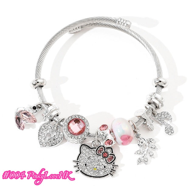Silver-plated Hello Kitty Different Color Adjustable Gold Plating Bracelets Worry Stone