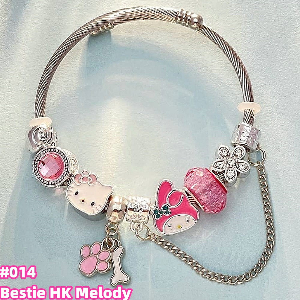 Silver-plated Hello Kitty Different Color Adjustable Gold Plating Bracelets Worry Stone