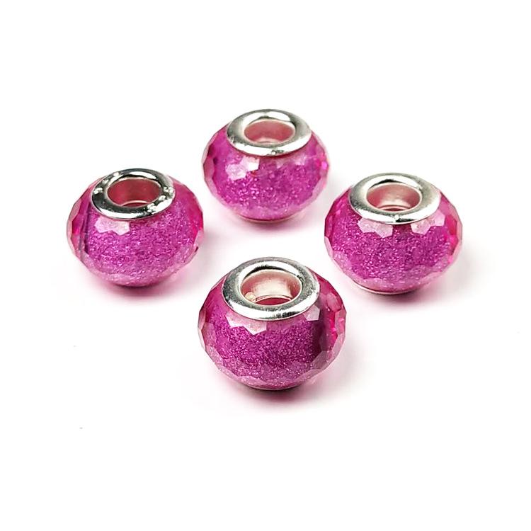 14mm Cut Sparkling Beads Surface Fine Sparkling Color Powder Large Hole Bead Bracelet Bead DIY Loose Bead Bead Accessories