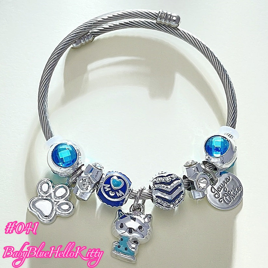 Silver-plated Hello Kitty Different Color Adjustable Gold Plating Bracelets Worry Stone