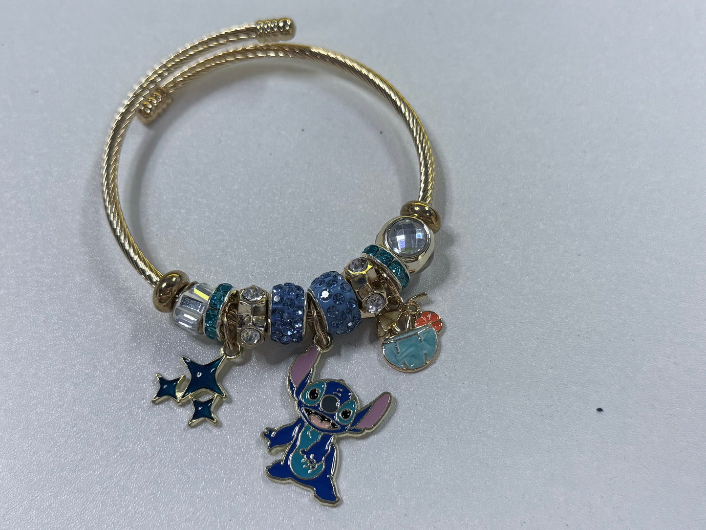 Disney Stitch Charm Bracelet – Cute Crystal Beaded Bracelet with Colorful Character Dangle Charms, 4 Unique Styles