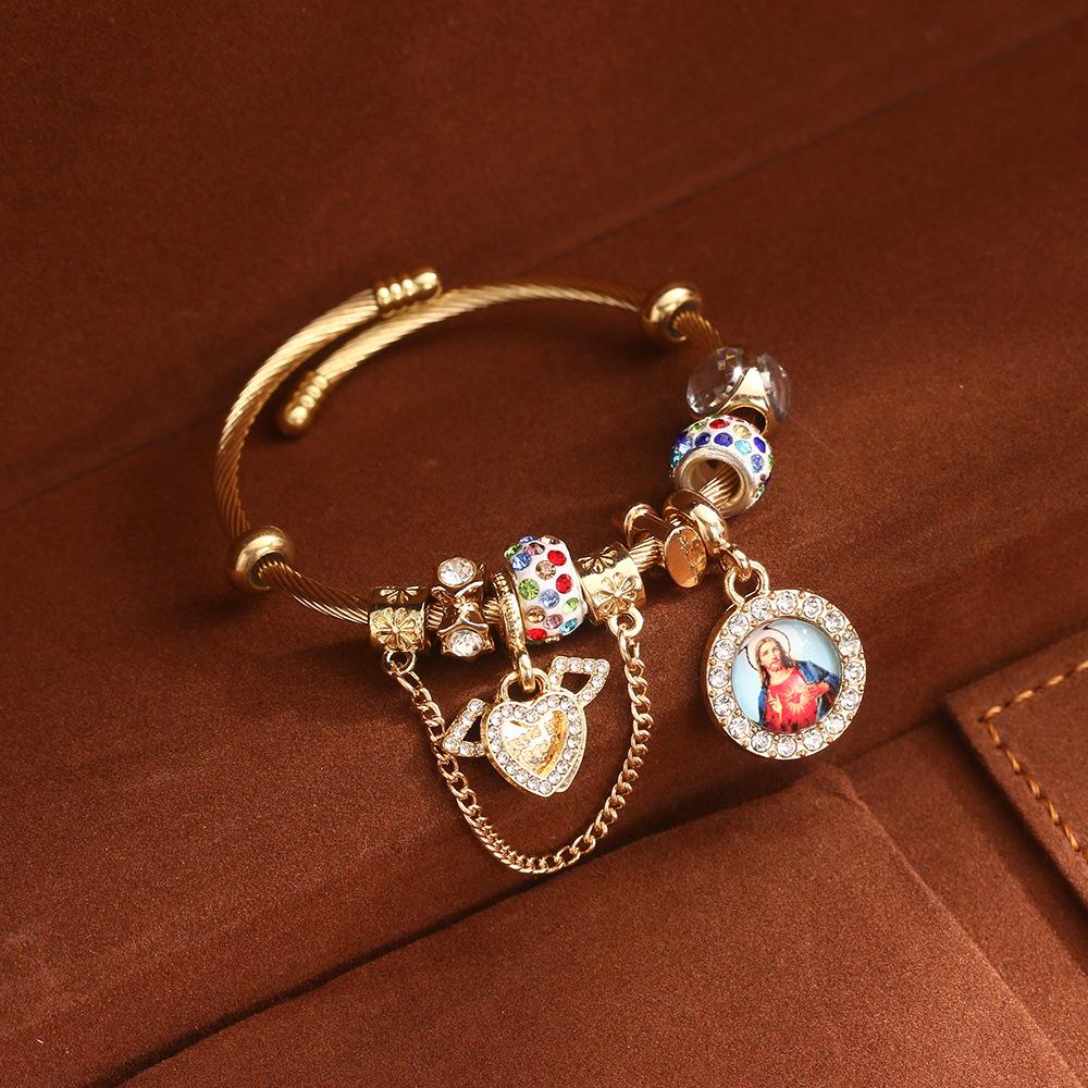 Religious Bracelets Devout Faith Christian Bible The Cross Jesus and Mary