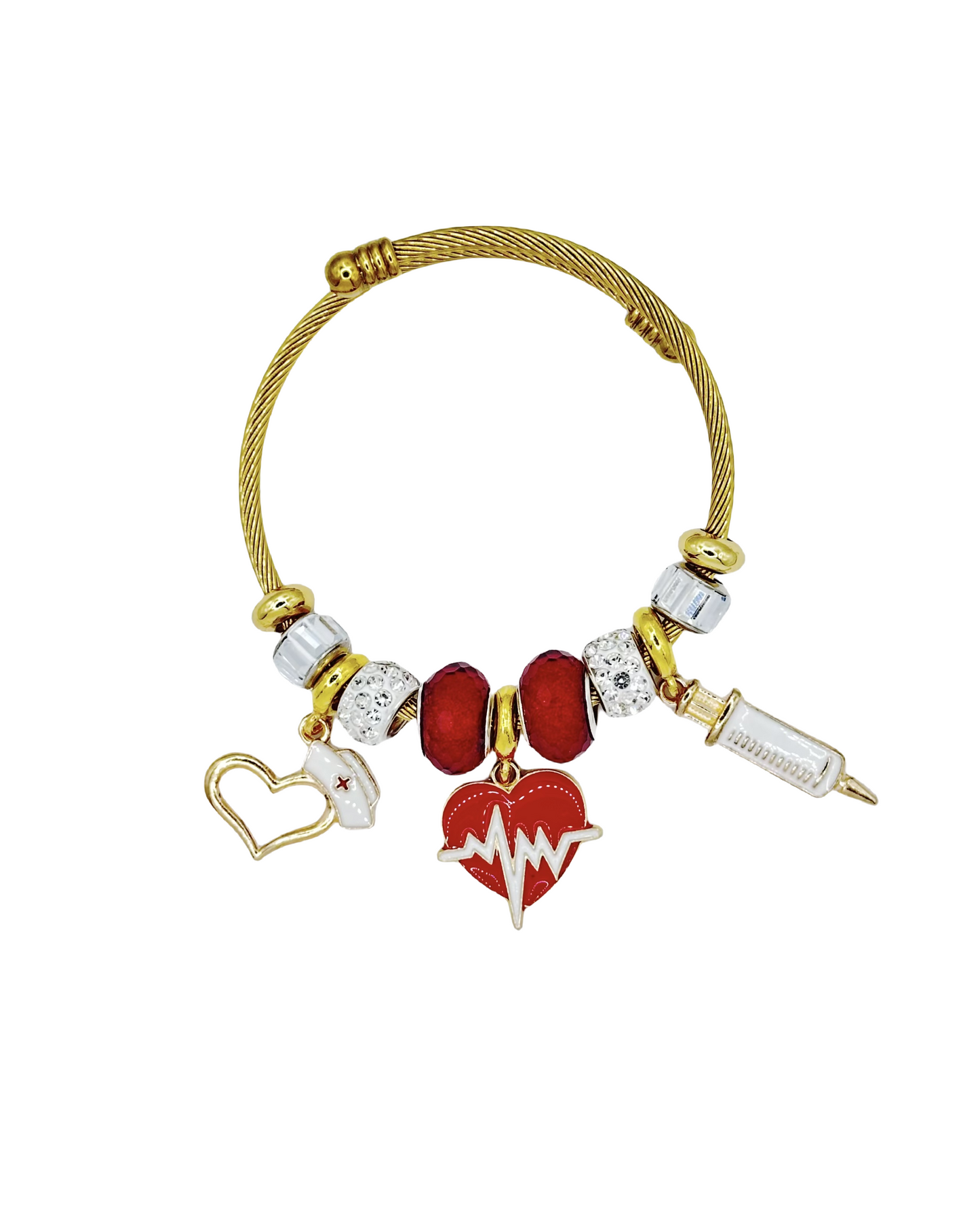 Career theme Nurse/Teacher Element Gold Plating Adjustable Bracelet Worry Stone
