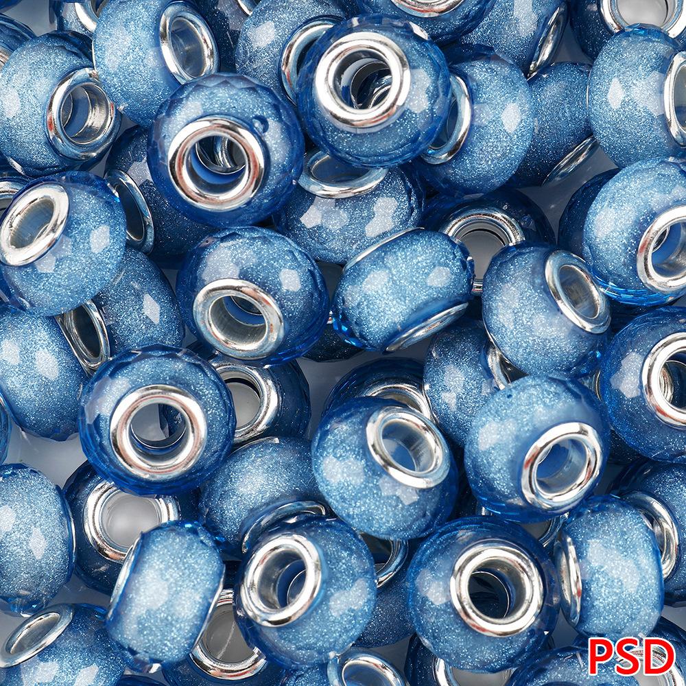 14mm Cut Sparkling Beads Surface Fine Sparkling Color Powder Large Hole Bead Bracelet Bead DIY Loose Bead Bead Accessories