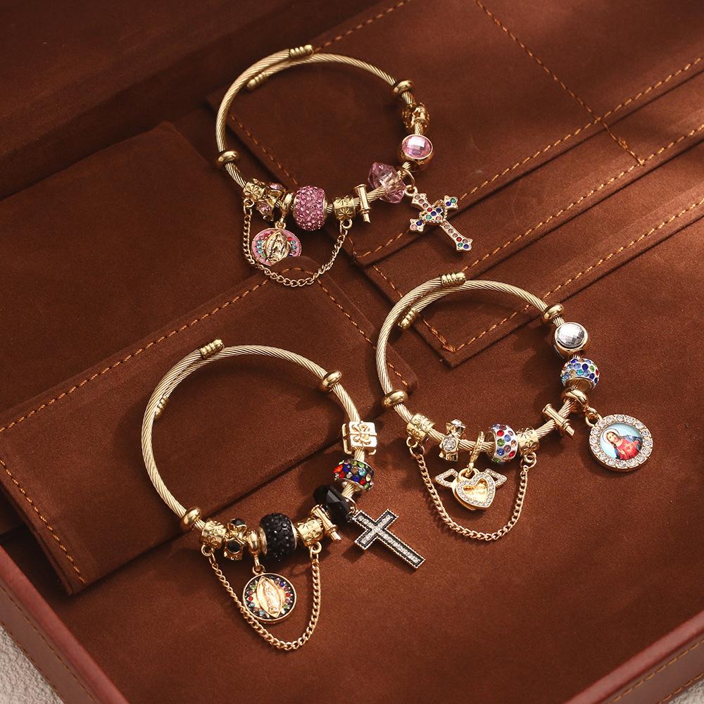 Religious Bracelets Devout Faith Christian Bible The Cross Jesus and Mary