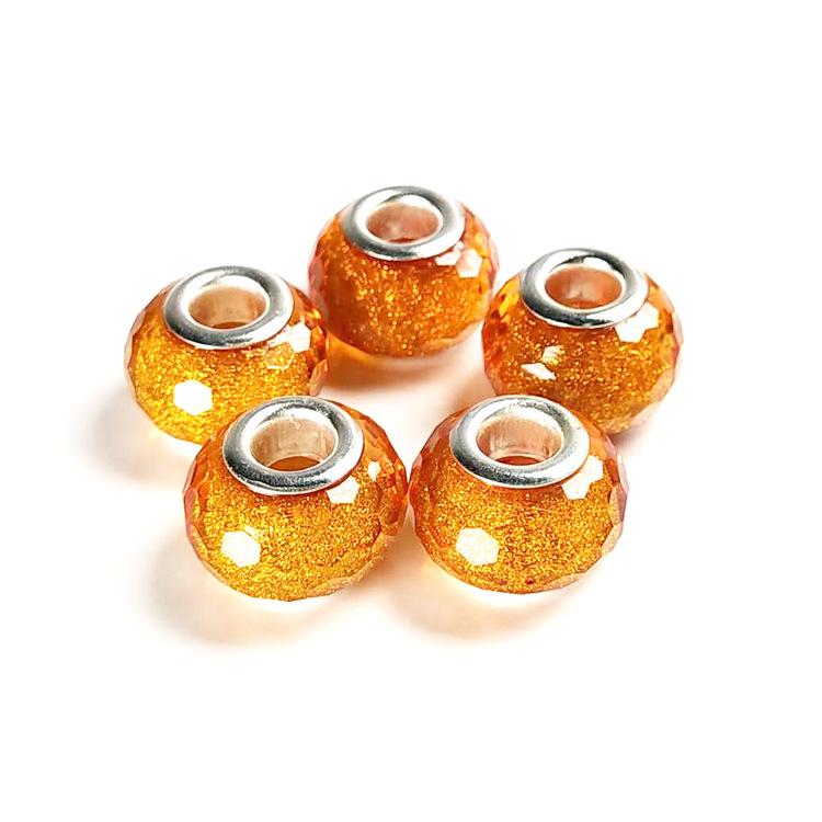 14mm Cut Sparkling Beads Surface Fine Sparkling Color Powder Large Hole Bead Bracelet Bead DIY Loose Bead Bead Accessories
