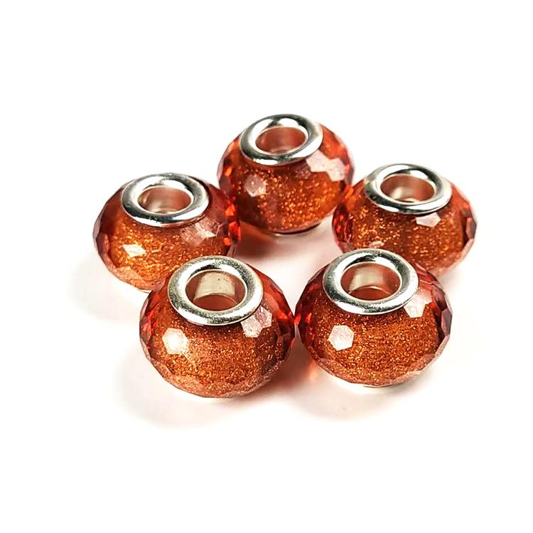 14mm Cut Sparkling Beads Surface Fine Sparkling Color Powder Large Hole Bead Bracelet Bead DIY Loose Bead Bead Accessories