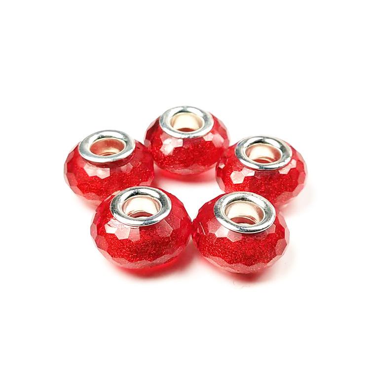 14mm Cut Sparkling Beads Surface Fine Sparkling Color Powder Large Hole Bead Bracelet Bead DIY Loose Bead Bead Accessories