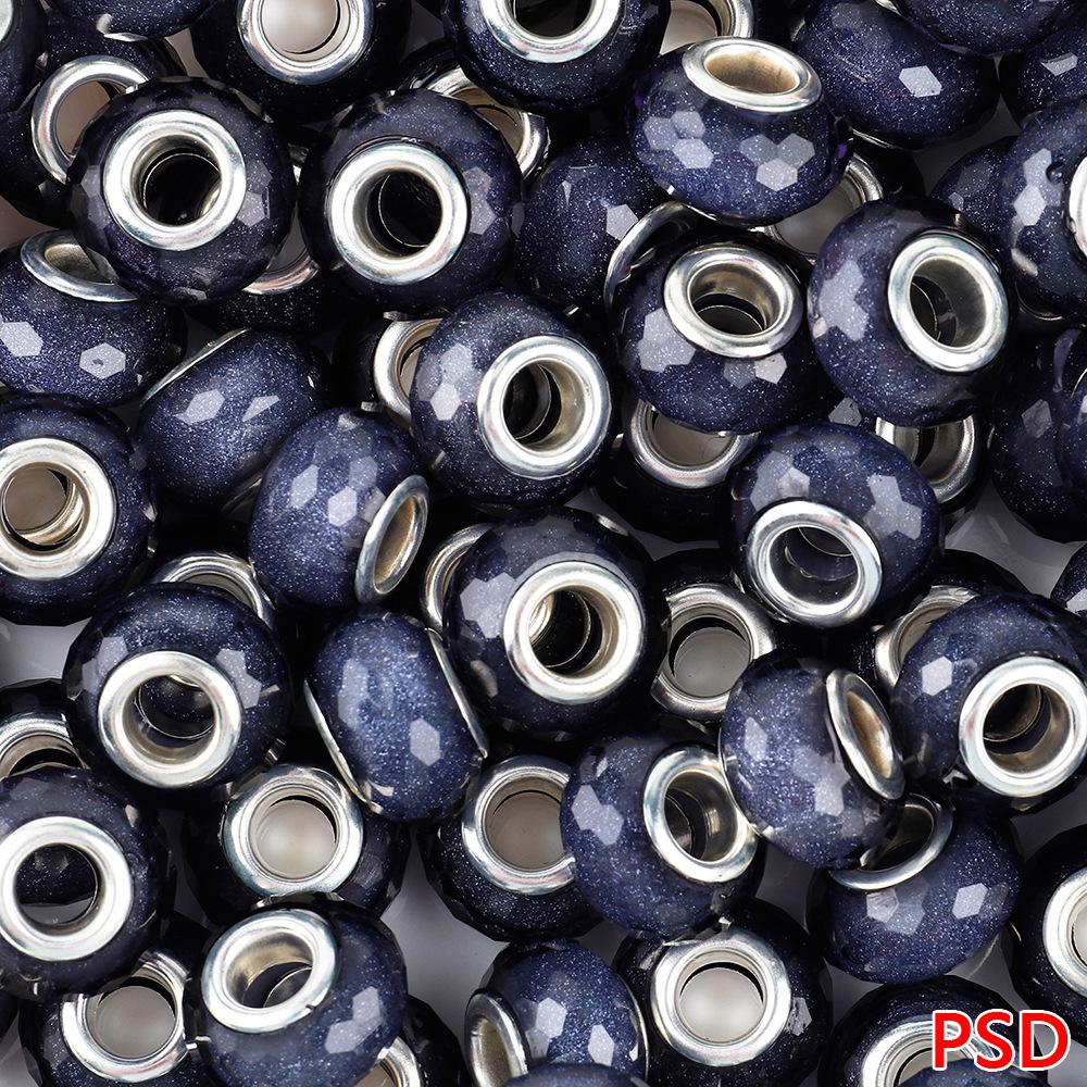 14mm Cut Sparkling Beads Surface Fine Sparkling Color Powder Large Hole Bead Bracelet Bead DIY Loose Bead Bead Accessories