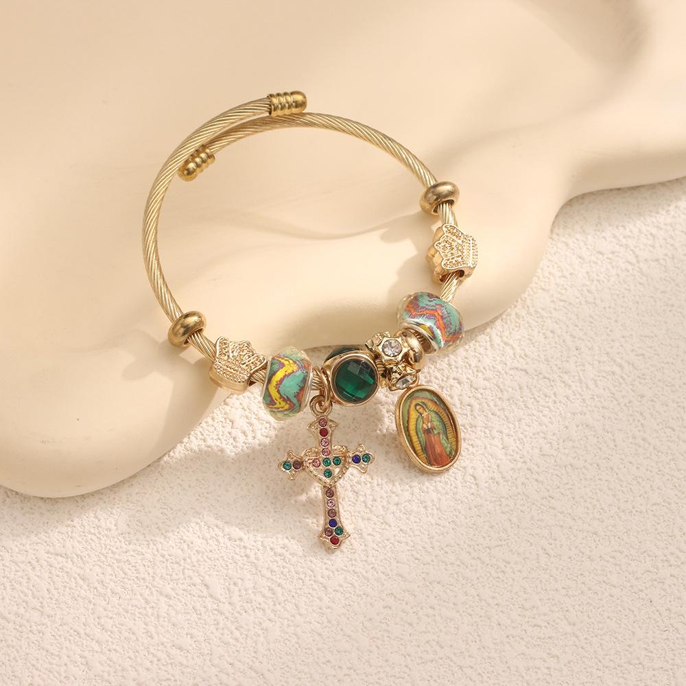 Religious Bracelets Devout Faith Christian Bible The Cross Jesus and Mary