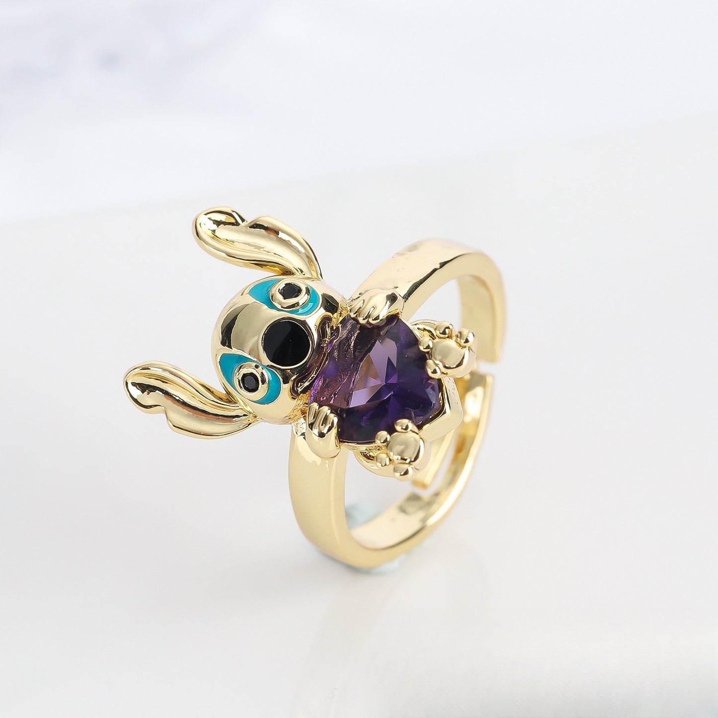 "Hug Me" Little Monster Heart-shaped Cut Diamond Ring Worry Stone