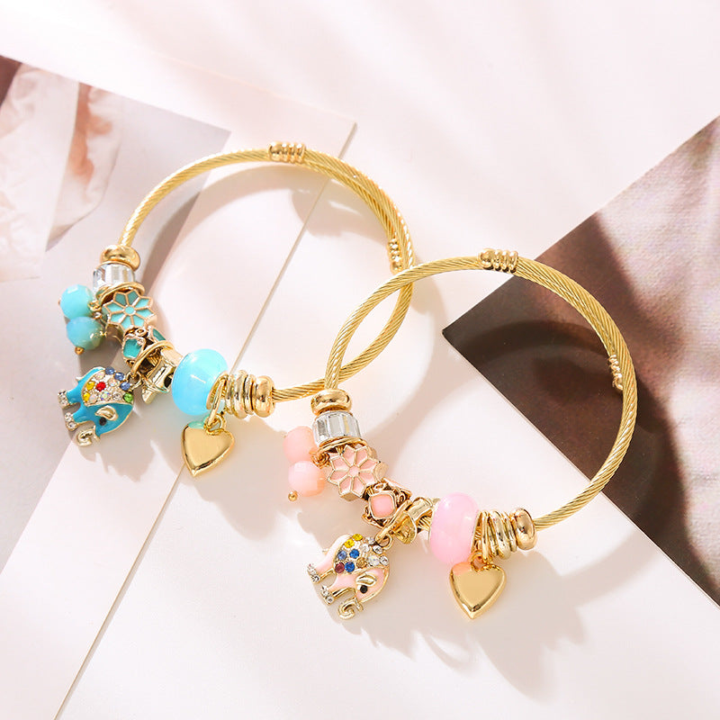 Elephant, Panda, Tiger, Bear, Rabbit, Bee, Ladybug Themed Charm Bracelet Power and Wealth