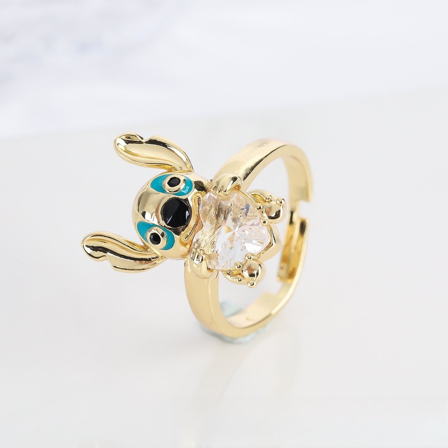 "Hug Me" Little Monster Heart-shaped Cut Diamond Ring Worry Stone