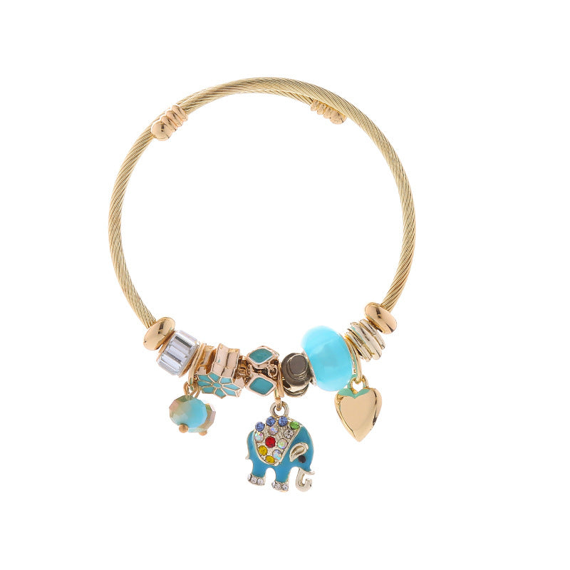 Elephant, Panda, Tiger, Bear, Rabbit, Bee, Ladybug Themed Charm Bracelet Power and Wealth