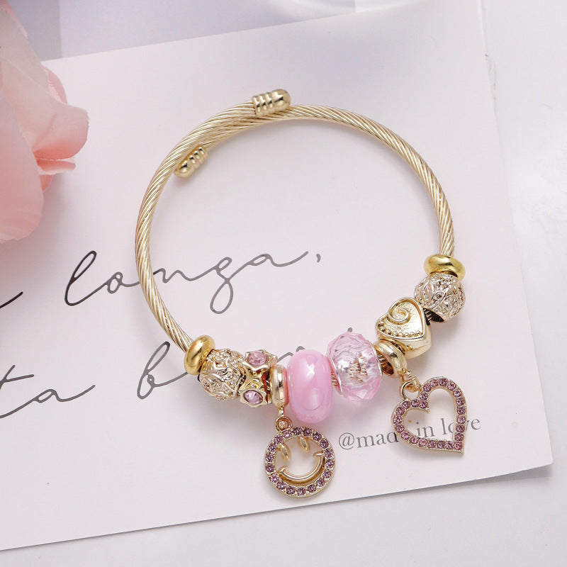 Smile & Love Charm Rose Gold Plated Bracelet