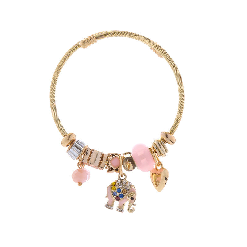 Elephant, Panda, Tiger, Bear, Rabbit, Bee, Ladybug Themed Charm Bracelet Power and Wealth
