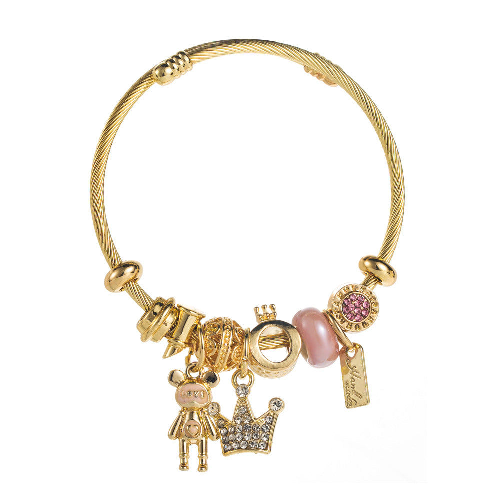 Sparkling Teddy Bear Charm Bracelets