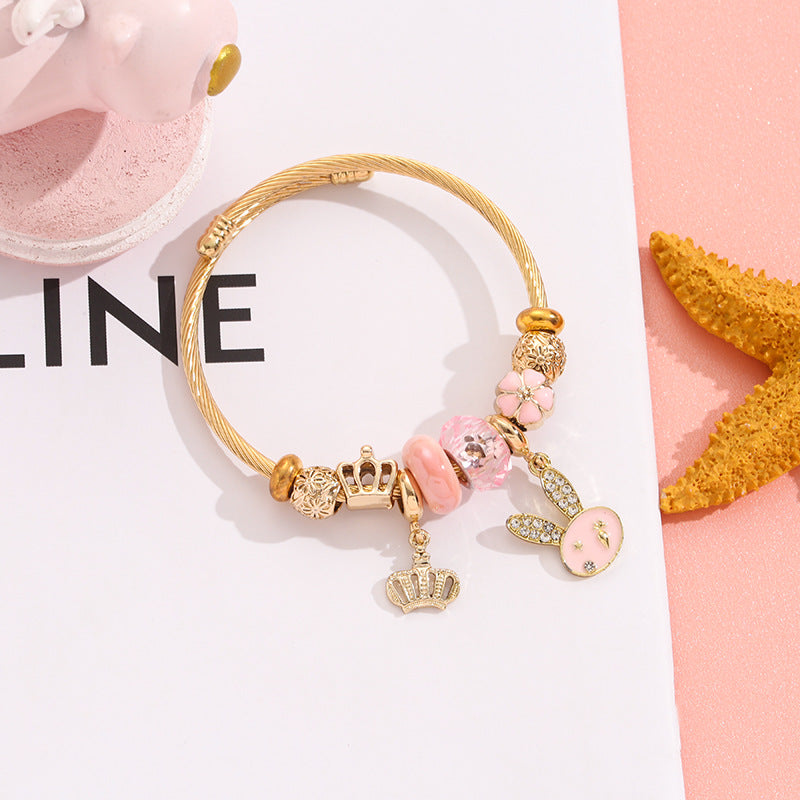 Elephant, Panda, Tiger, Bear, Rabbit, Bee, Ladybug Themed Charm Bracelet Power and Wealth