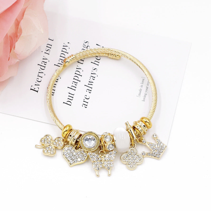 Lucky Leaf Clover Gold Plating Adjustable Bracelets