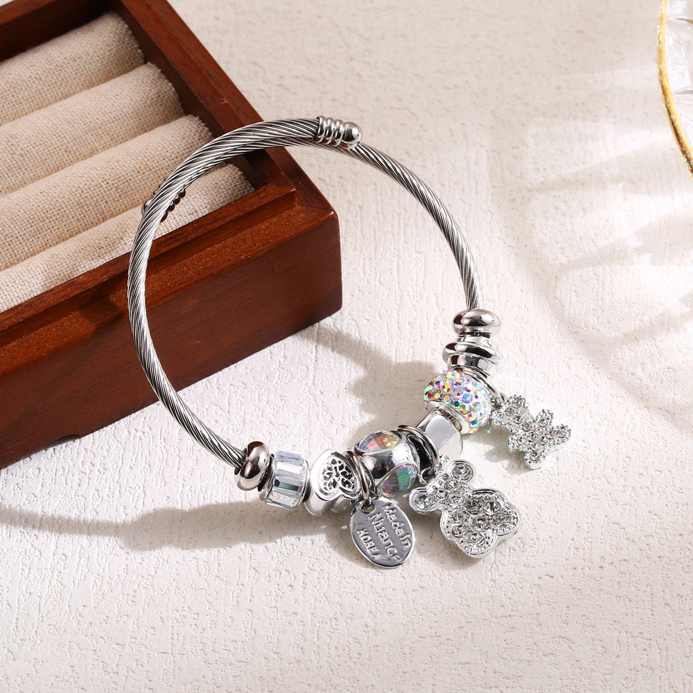 Sparkling Teddy Bear Charm Bracelets
