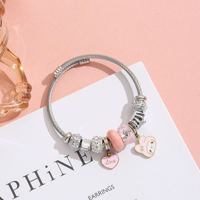 Sanrio My Melody Charm Bracelet - Pink Kawaii Jewelry Piece