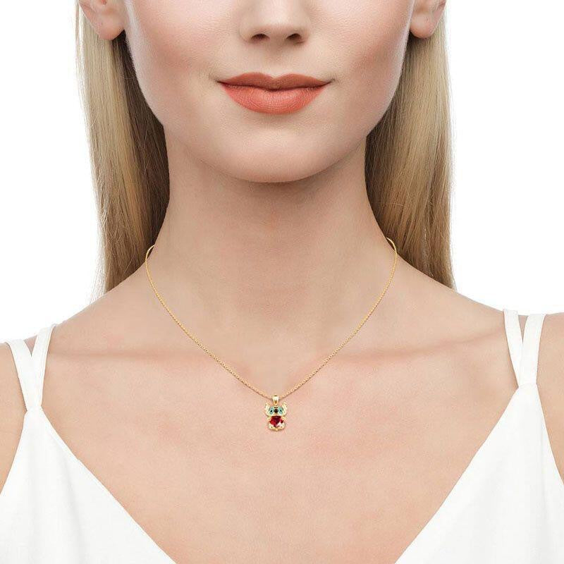 "Hug Me" Little Monster Heart-shaped Cut Diamond necklace Worry Stone