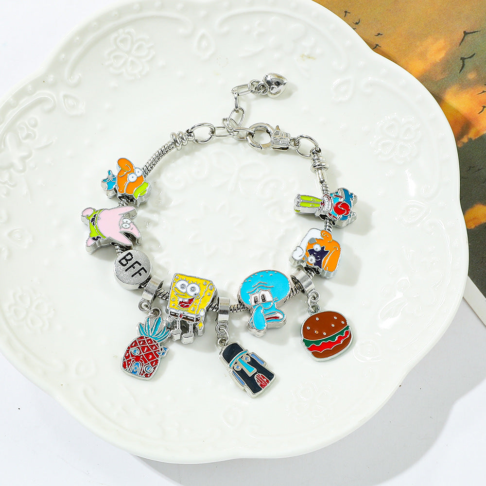 SpongeBob SquarePants Themed Charm Bracelet - A Splash of Bikini Bottom Fun