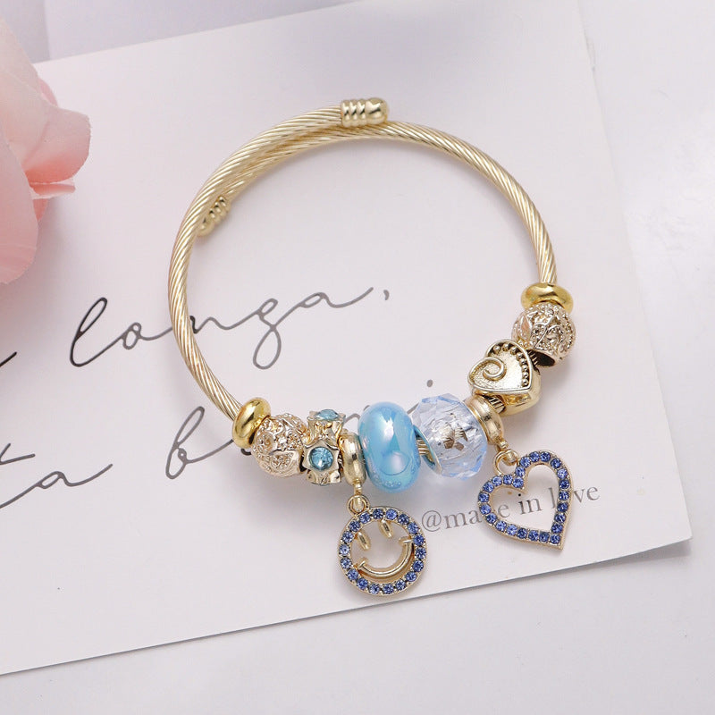 Smile & Love Charm Rose Gold Plated Bracelet