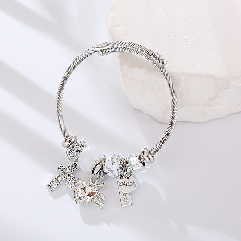 Religious Belief,Cross,Angel's Wing,Adjustable Titanium Alloy Handmade Bracelet Luxury Gift Exquisite Gift Handmade,Desigh-Charm,Waterproof,Non- 个SKI Tarish,Adjustable,Premium,Factory Price,Wholesale,Super Trendy Fashion Gifts Daily Dressing OOTD