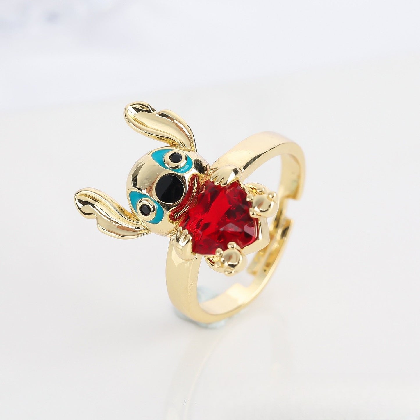"Hug Me" Little Monster Heart-shaped Cut Diamond Ring Worry Stone