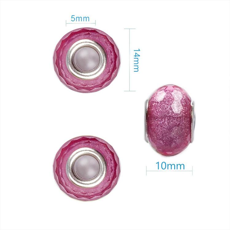 14mm Cut Sparkling Beads Surface Fine Sparkling Color Powder Large Hole Bead Bracelet Bead DIY Loose Bead Bead Accessories