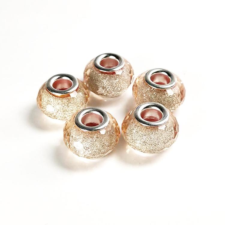14mm Cut Sparkling Beads Surface Fine Sparkling Color Powder Large Hole Bead Bracelet Bead DIY Loose Bead Bead Accessories