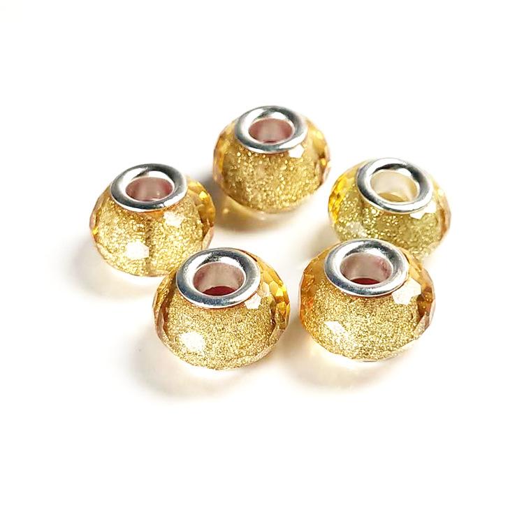14mm Cut Sparkling Beads Surface Fine Sparkling Color Powder Large Hole Bead Bracelet Bead DIY Loose Bead Bead Accessories