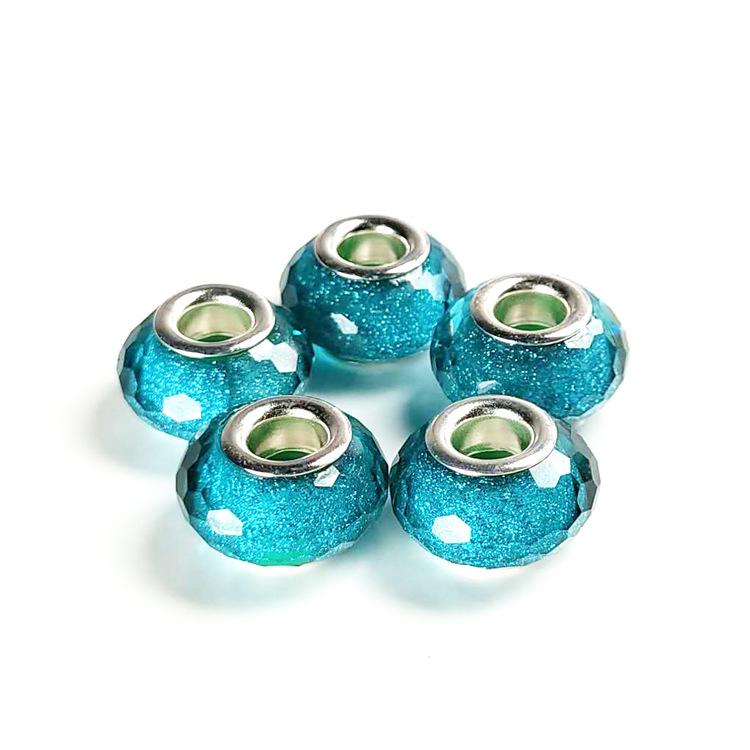 14mm Cut Sparkling Beads Surface Fine Sparkling Color Powder Large Hole Bead Bracelet Bead DIY Loose Bead Bead Accessories