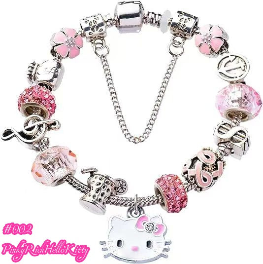 Silver-plated Hello Kitty Different Color Adjustable Gold Plating Bracelets Worry Stone