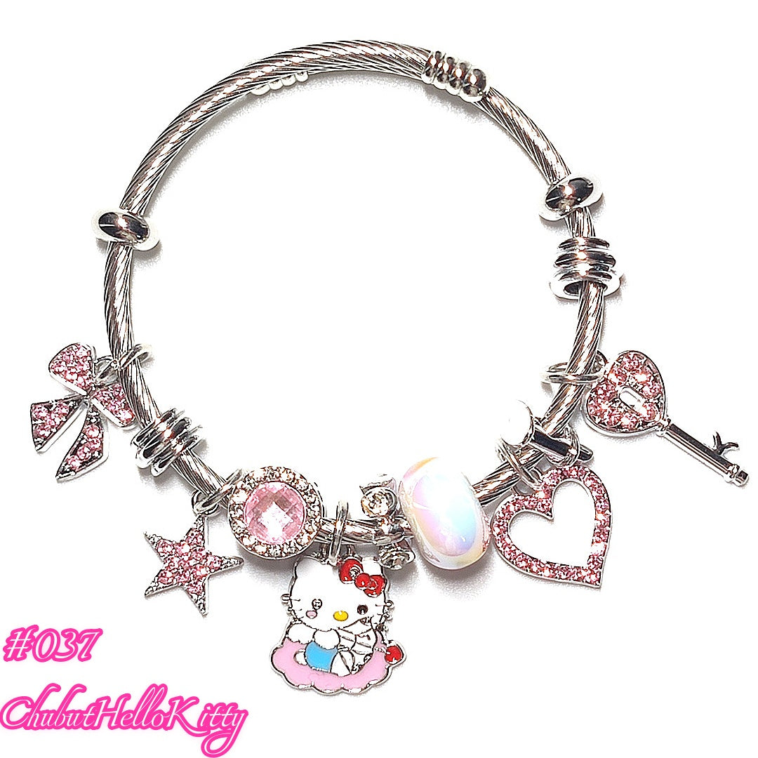 Silver-plated Hello Kitty Different Color Adjustable Gold Plating Bracelets Worry Stone
