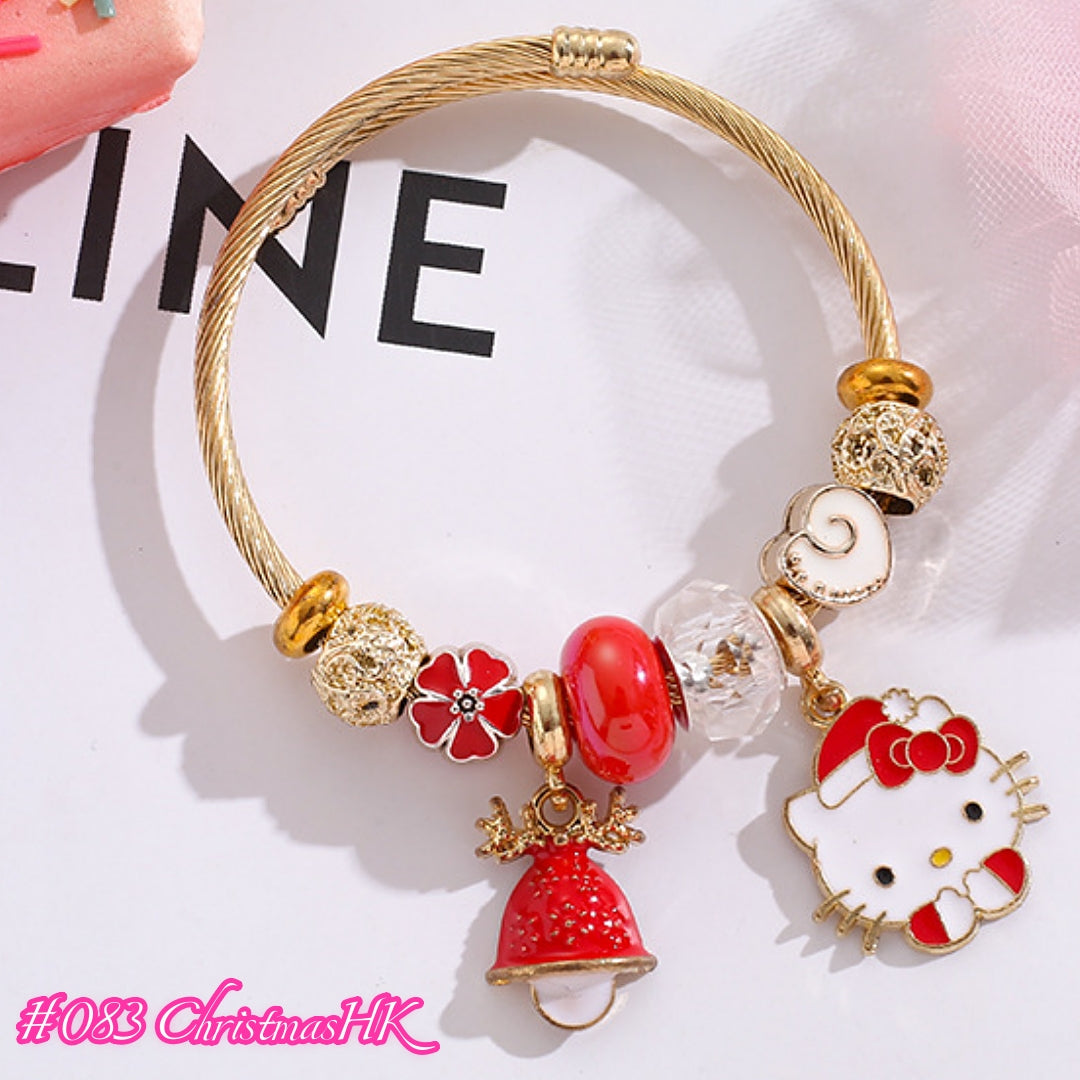 Silver-plated Hello Kitty Different Color Adjustable Gold Plating Bracelets Worry Stone