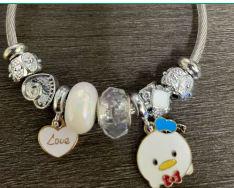 Disney Donald Duck & Friends Charm Bangle Bracelet – Cute Crystal Beaded Bracelet with Daisy Duck, Pluto & Colorful Dangle Charms, 3 Unique Styles