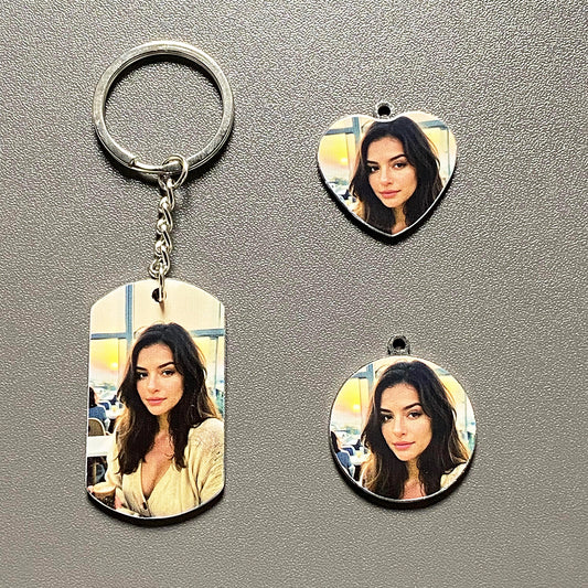 Customized Titanium Steel Military Brand Couple Color Photo DIY Pendant Birthday Gift Engraving QR Code Pattern Keychain Waterproof, Anti Wear