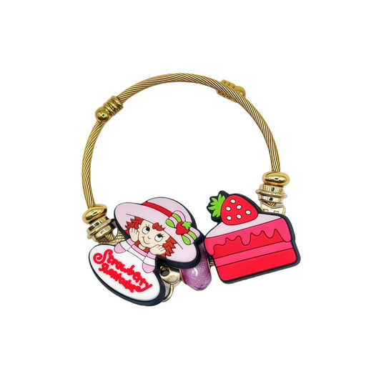Strawberry Shortcake - Themed Charm Rose Gold-plated Bracelet: A Sweet Delight