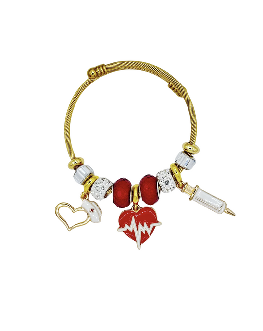 Career theme Nurse/Teacher Element Gold Plating Adjustable Bracelet Worry Stone