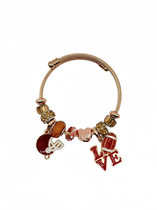 Rugby - Love Charm Rose Gold-plated Bracelet: Sporty Passion