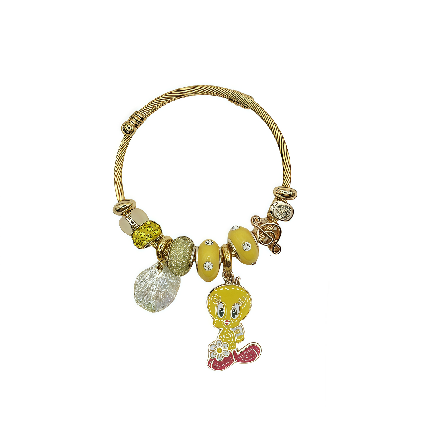 Tweety Bird - Inspired Charm Gold plated Bracelet: A Dash of Feathered Fun
