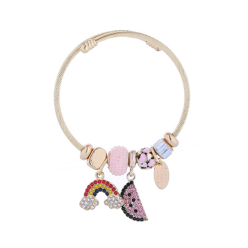Rainbow Element Gold Plating Adjustable Bracelets Worry Stone