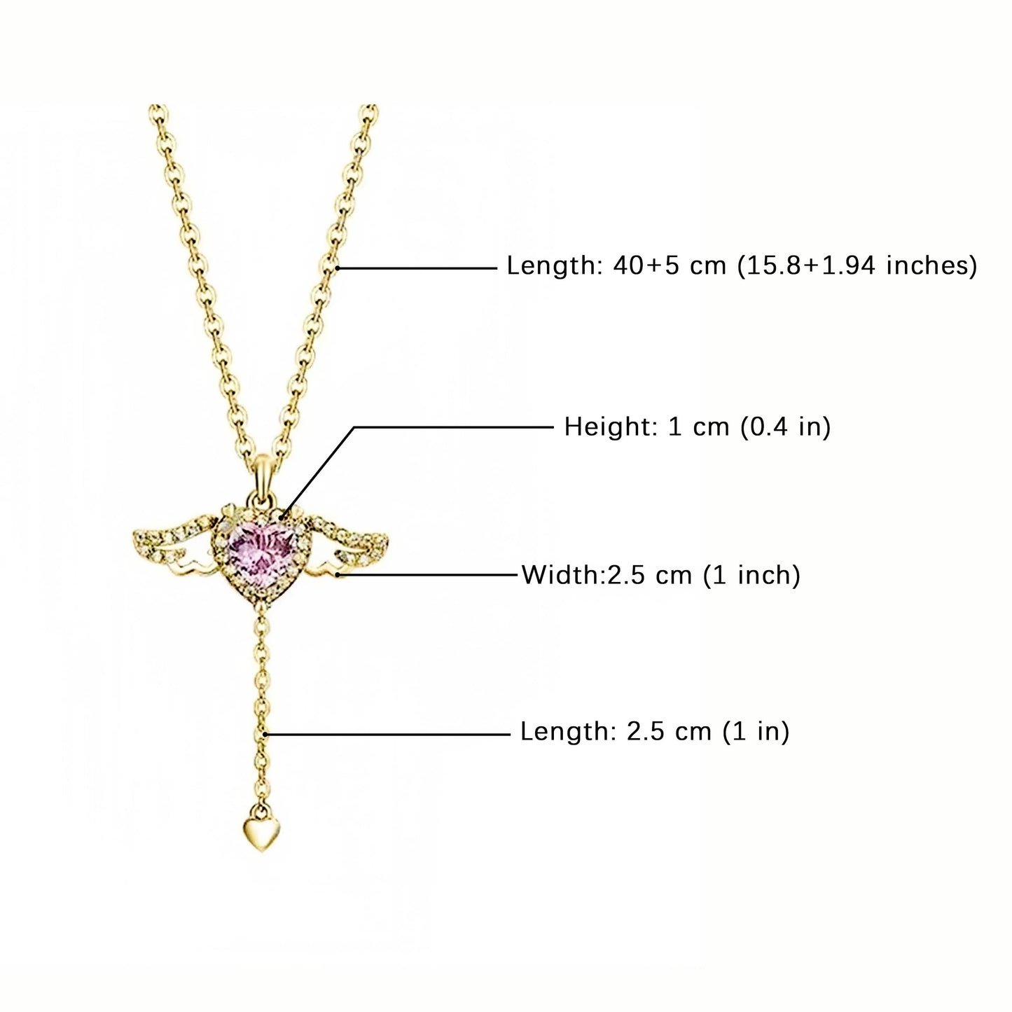 Cupid Angel Wings Love Non Natural Crystal Necklace for Women Pull the Chain Wings Will Fly Versatile Moving Small Wings Clavicle Chain