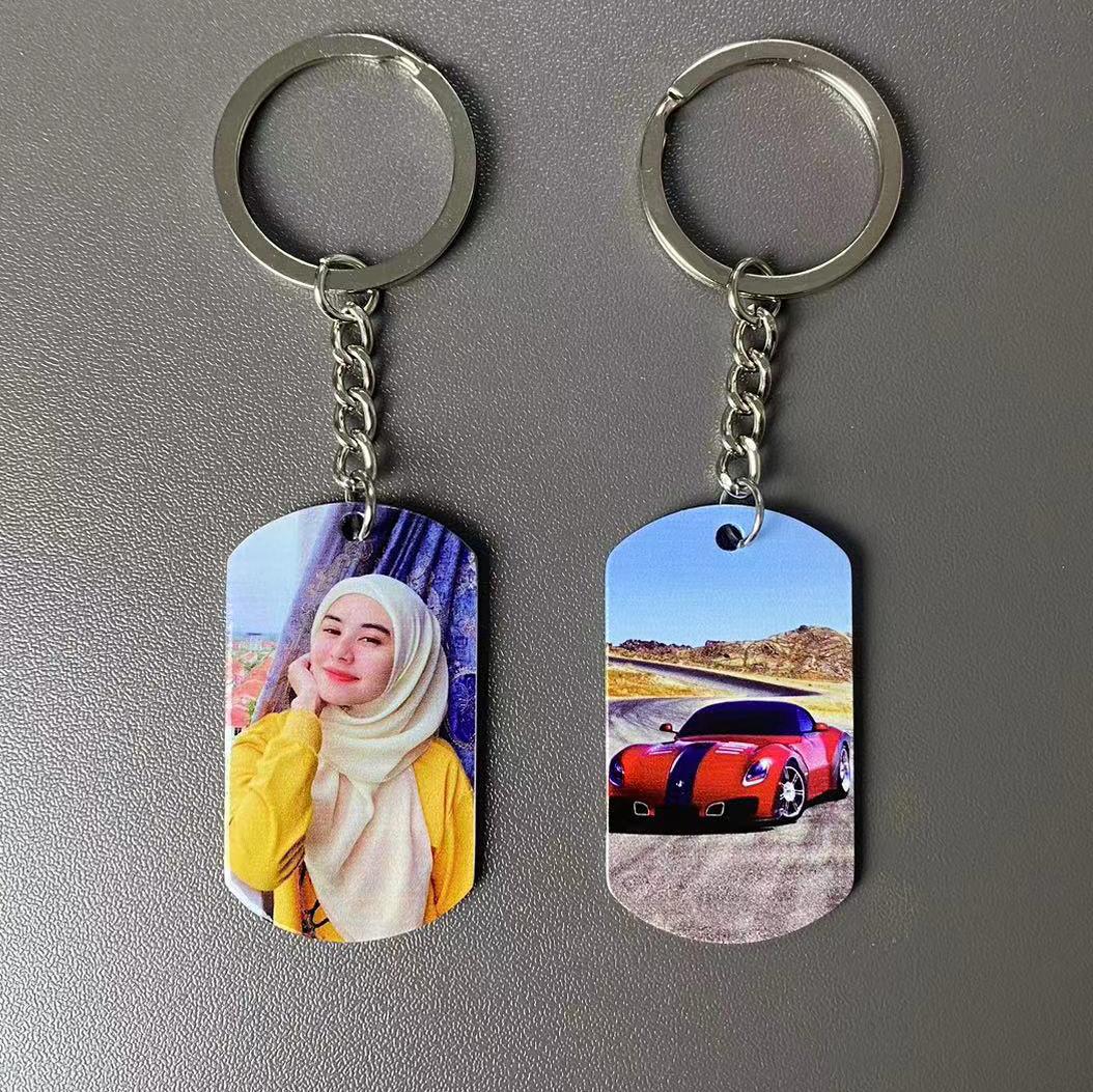 Customized Titanium Steel Military Brand Couple Color Photo One photo one text DIY Pendant Birthday Gift Engraving QR Code Pattern Keychain Waterproof, Anti Wear