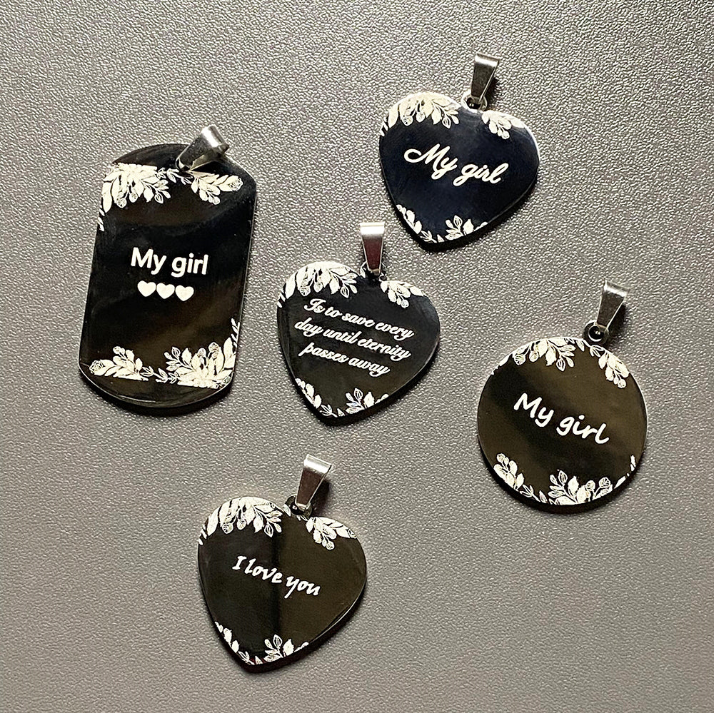 Customized Color Photo Necklace Stainless Steel Pendant Engraved Lover Identity Card Male and Female Pendant Couple Commemorative Gift