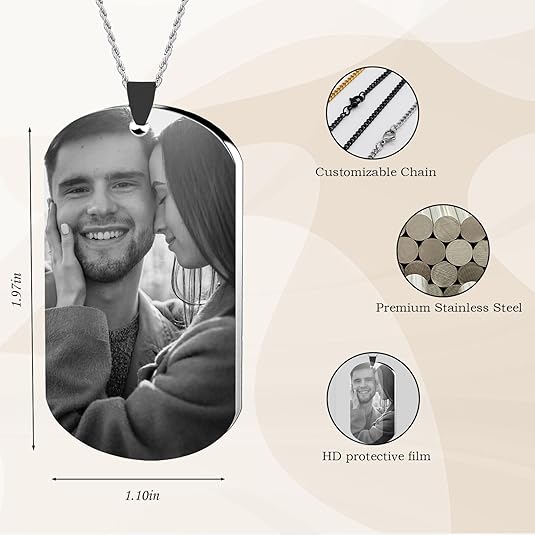 Personalized photo keychain, customized black and white laser engraved text, graphics, and patterns,gifts， Wedding Birthday Children