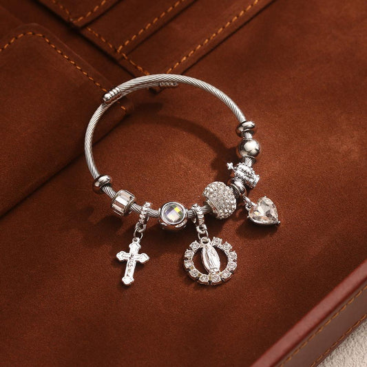 Religious Bracelets Devout Faith Christian Bible The Cross Jesus and Mary