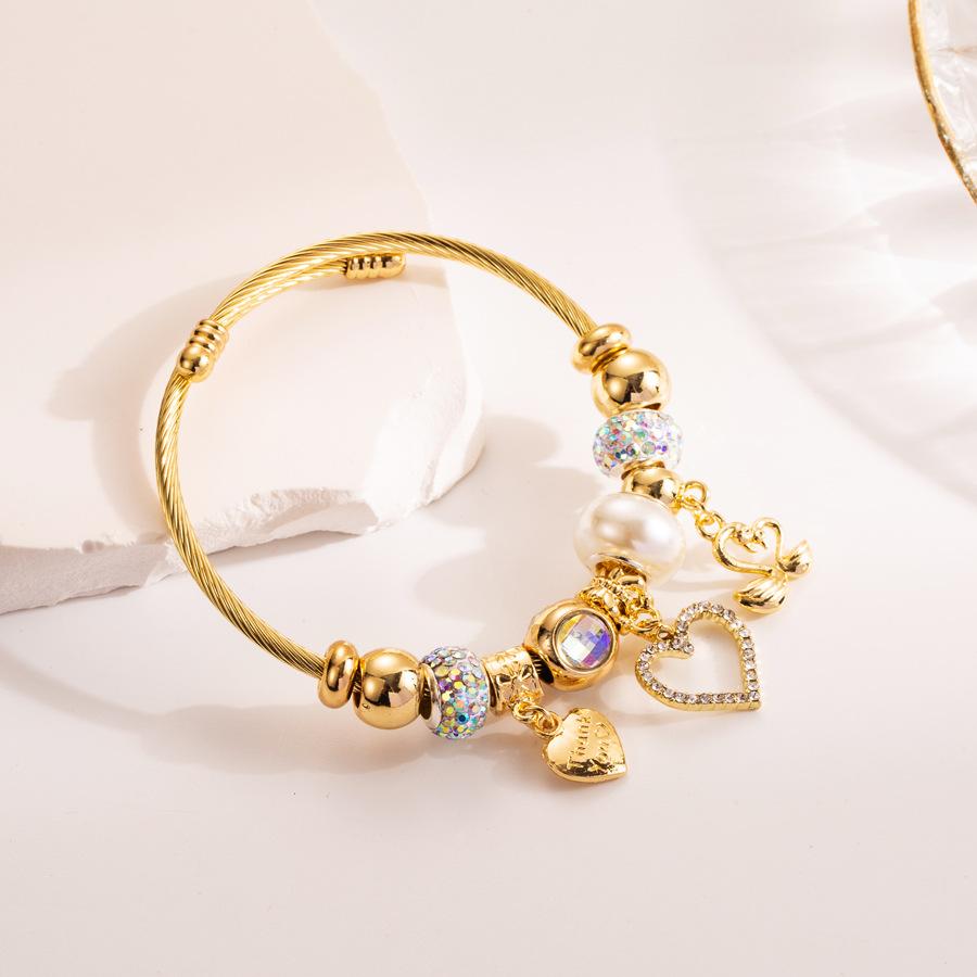 Gratitude & Love Charm Gold-plated Bracelet